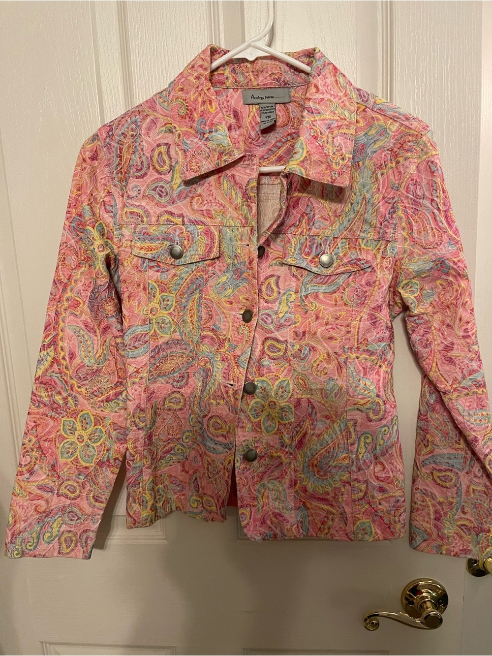 Bright Paisley Pink Women's Button-Front Jacket